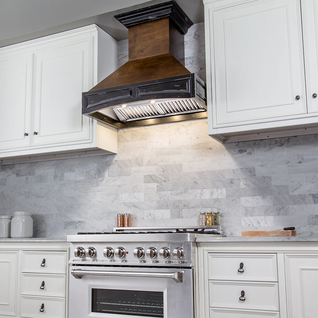 ZLINE 30" Antigua and Walnut Wooden Wall Mount Range Hood