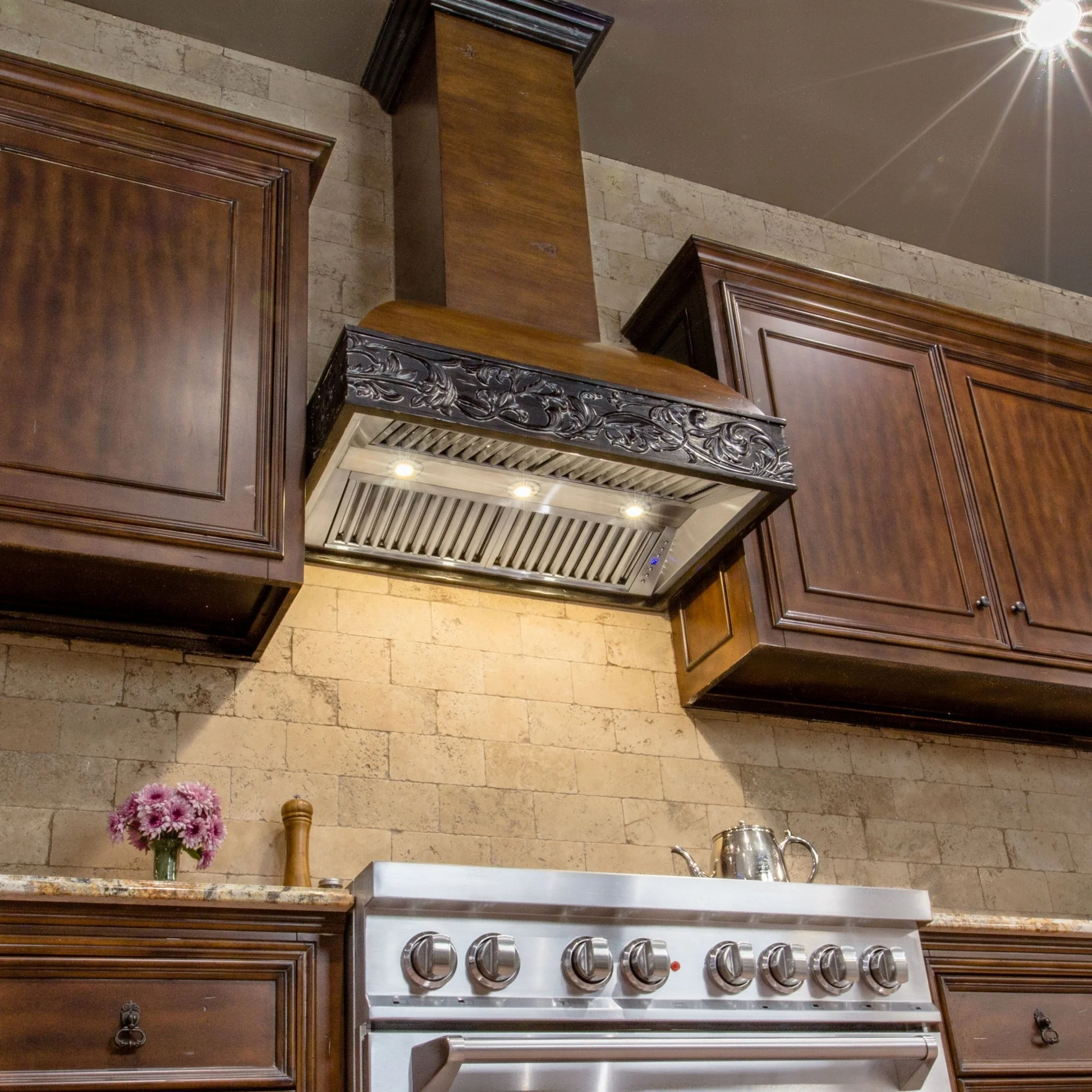 ZLINE 30" Antigua and Walnut Wooden Wall Mount Range Hood With Remote Motor