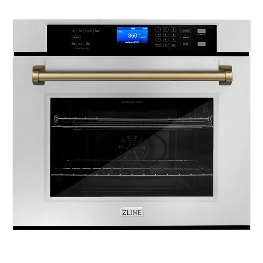 ZLINE 30" Autograph Edition Single Wall Oven With Self Clean and True Convection in Stainless Steel and Champagne Bronze