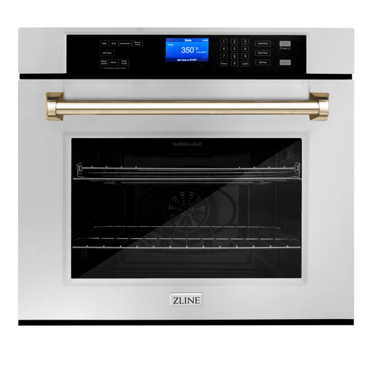 ZLINE 30" Autograph Edition Single Wall Oven with Self Clean and True Convection in Stainless Steel and Gold