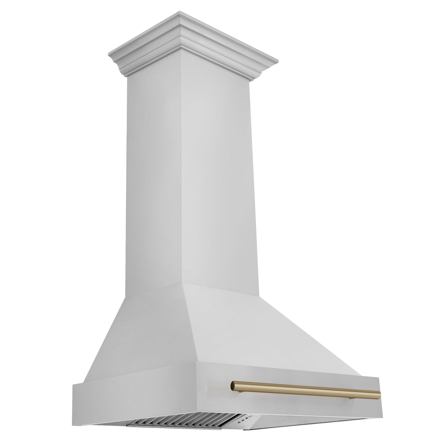 ZLINE 30" Autograph Edition Stainless Steel Range Hood With Stainless Steel Shell and Champagne Bronze Handle