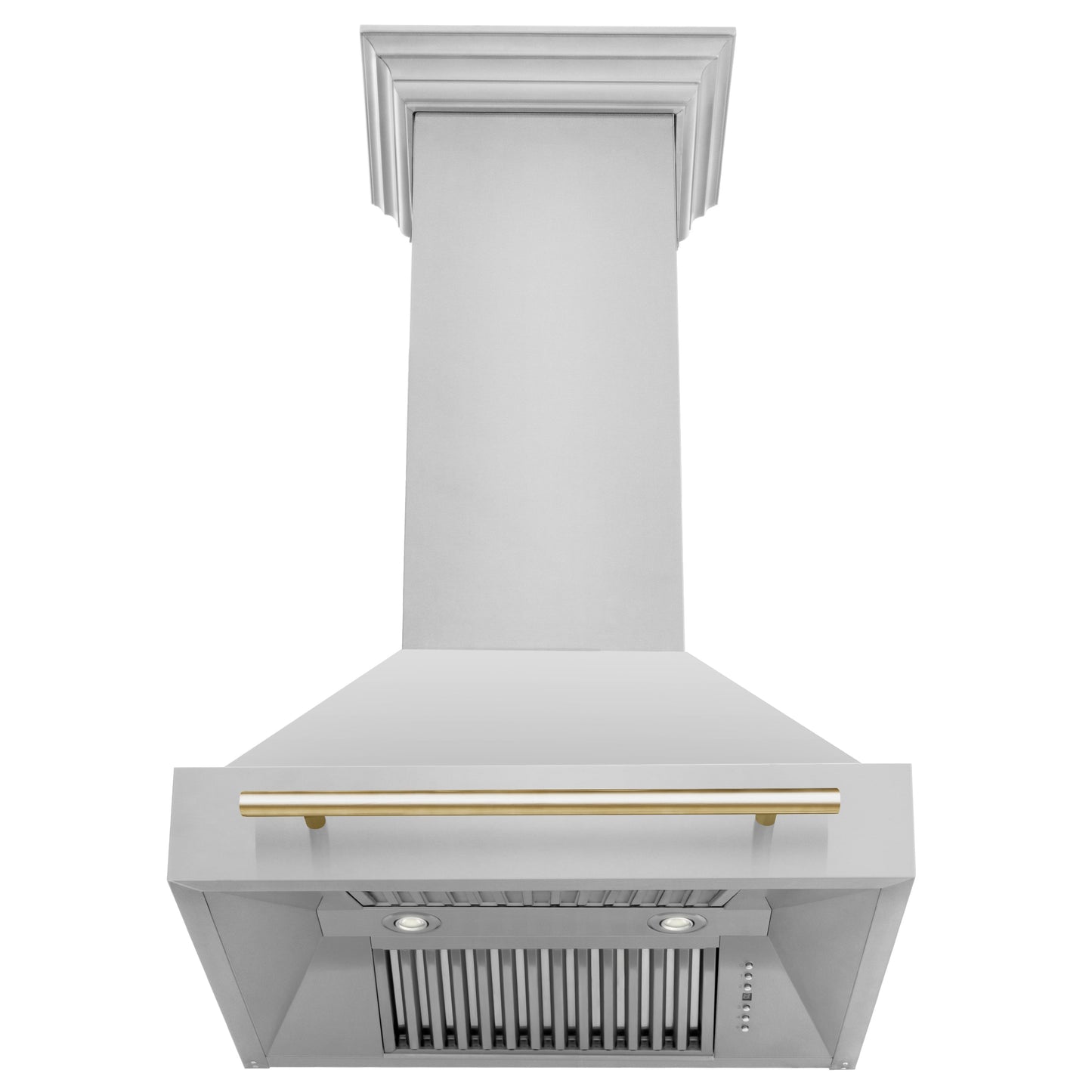 ZLINE 30" Autograph Edition Stainless Steel Range Hood With Stainless Steel Shell and Gold Handle