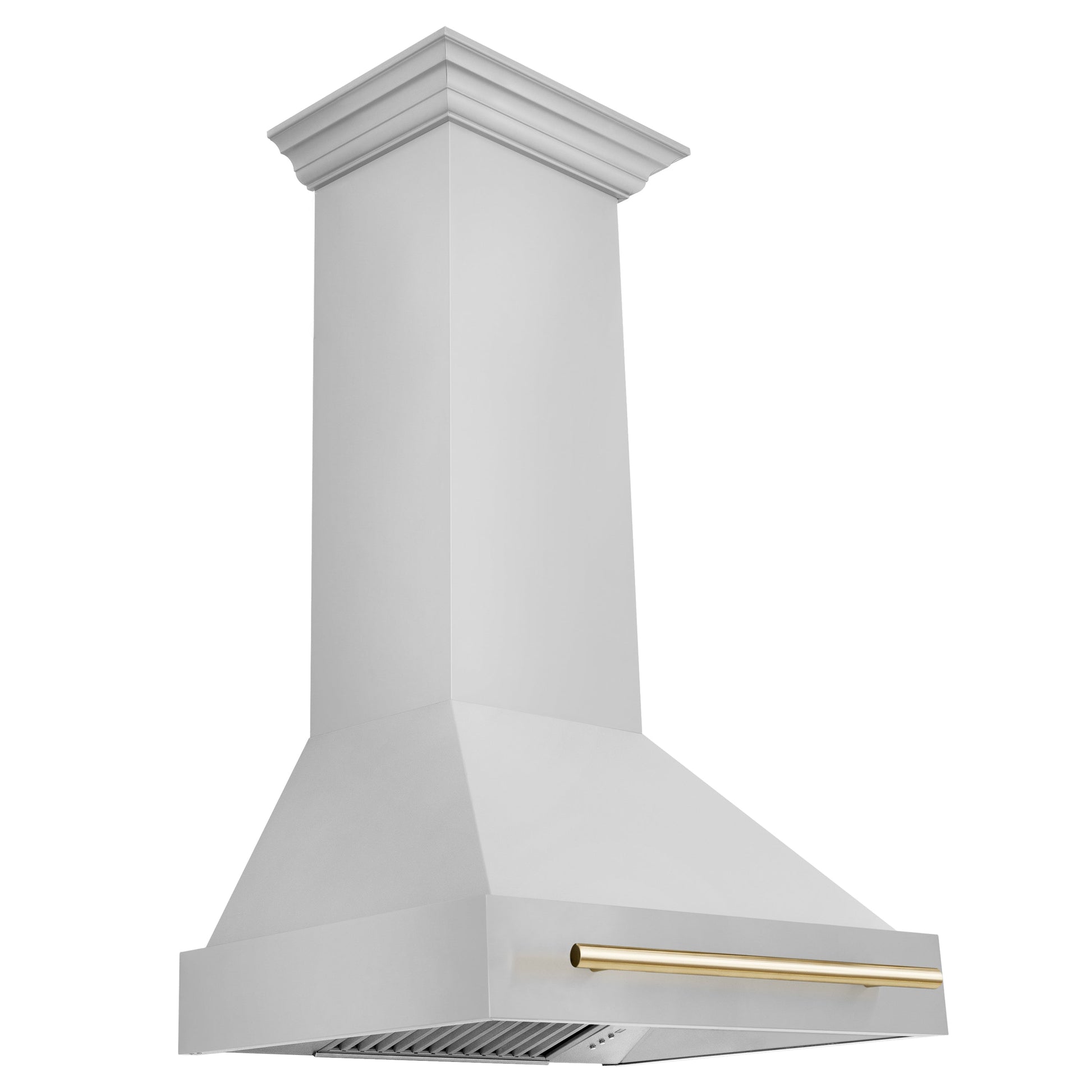 ZLINE 30" Autograph Edition Stainless Steel Range Hood With Stainless Steel Shell and Gold Handle