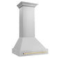 ZLINE 30" Autograph Edition Stainless Steel Range Hood With Stainless Steel Shell and Gold Handle