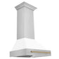 ZLINE 30" Autograph Edition Stainless Steel Range Hood With White Matte Shell and Champagne Bronze Handle