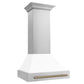 ZLINE 30" Autograph Edition Stainless Steel Range Hood With White Matte Shell and Champagne Bronze Handle