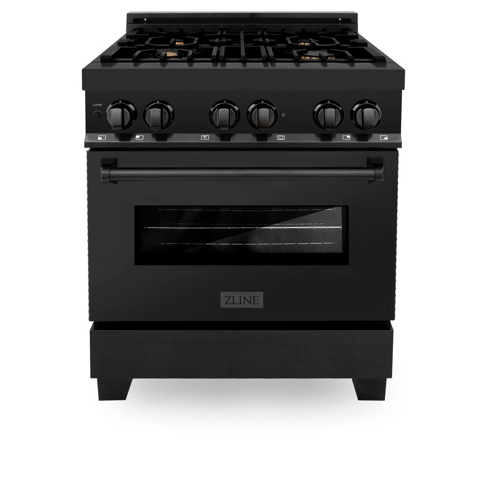 ZLINE 30" Black Stainless Dual Fuel Range With 4 Brass Burners and 4.0 cu.ft. Electric Oven