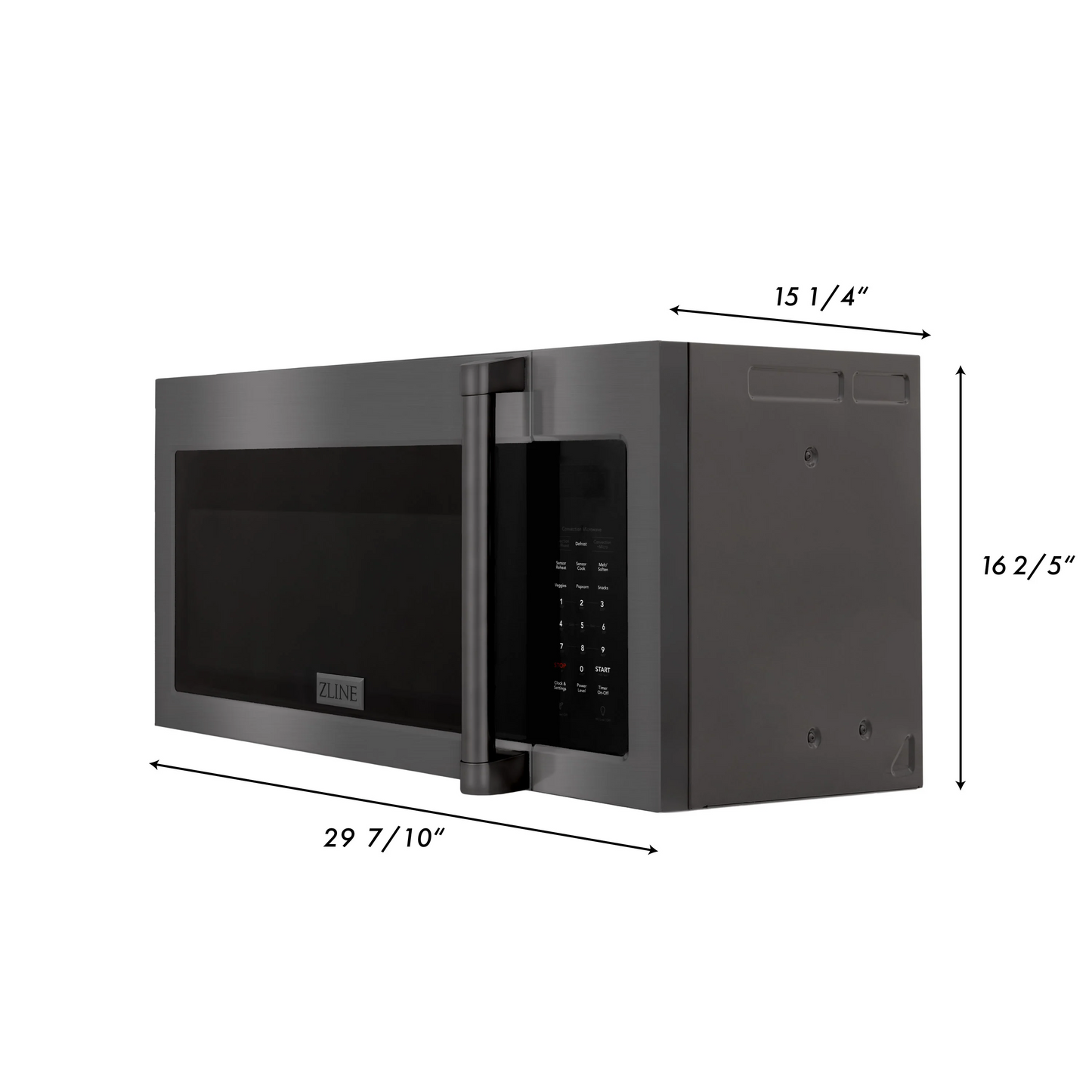 ZLINE 30" Black Stainless Steel 1.5 cu. ft. Over the Range Convection Microwave Oven With Traditional Handle and Sensor Cooking