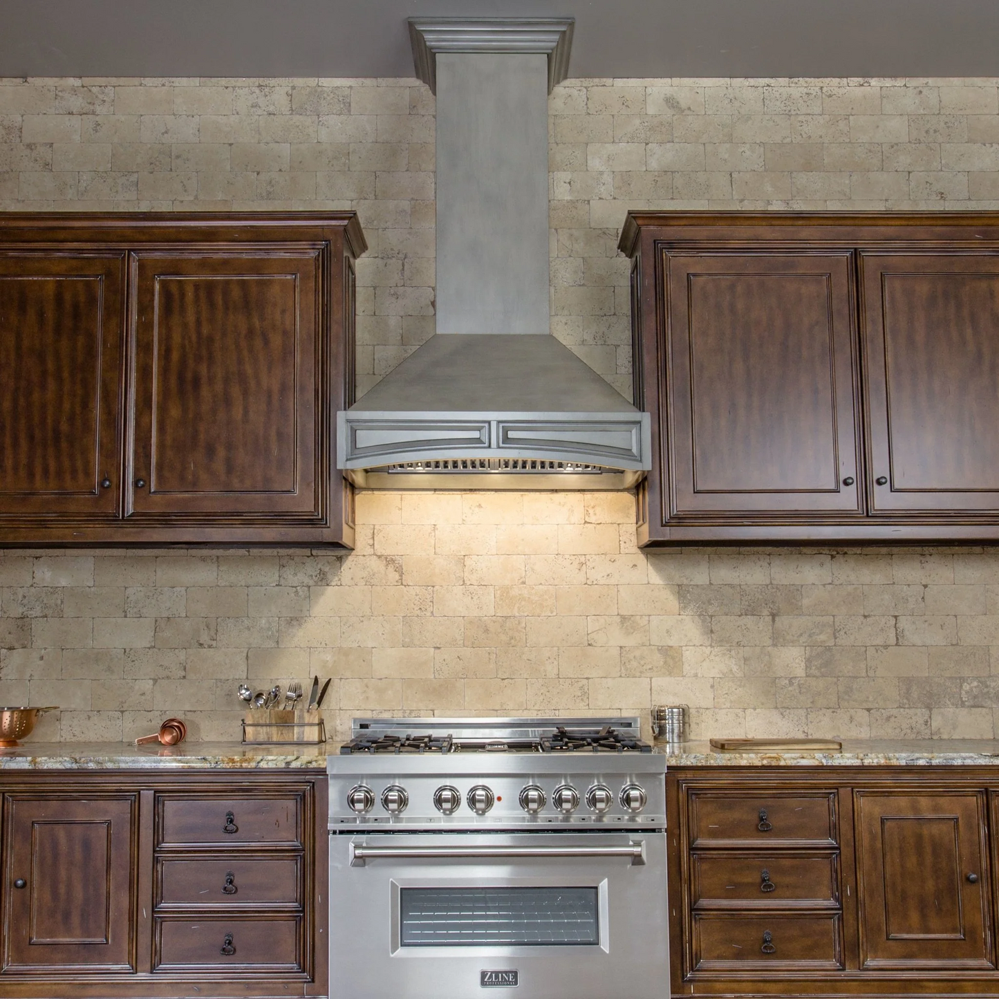 ZLINE 30" Distressed Gray Wooden Wall Mount Range Hood With Motor