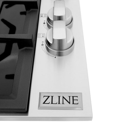 ZLINE 30" Gas Dropin Cooktop With 4 Brass Burners and Black Porcelain Top