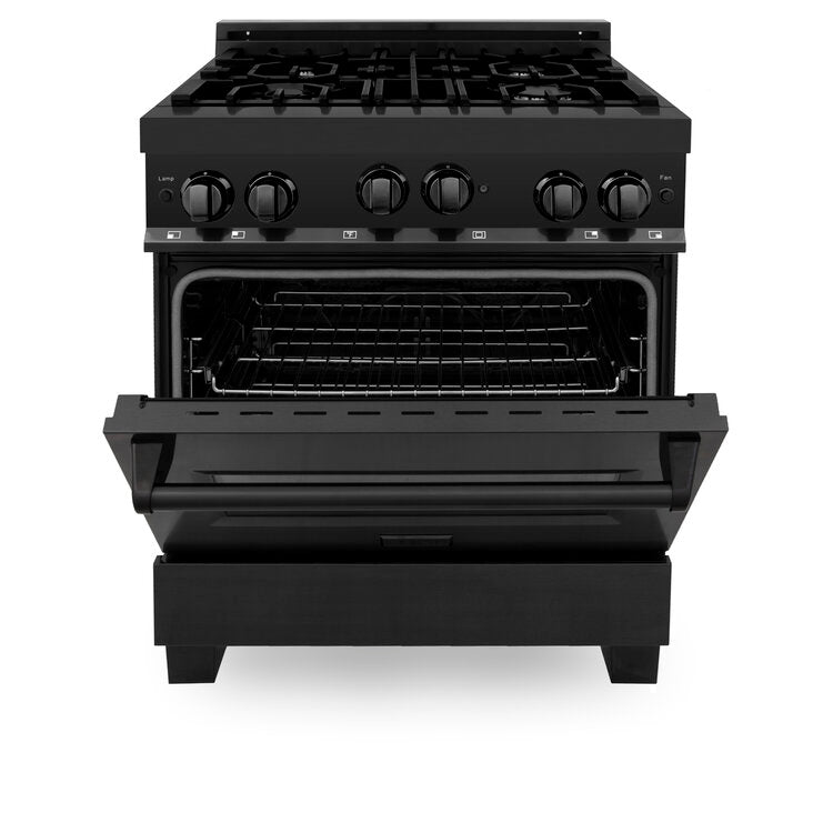 ZLINE 30" Professional 4.0 cu. ft. 4 Gas on Gas Range in Black Stainless Steel