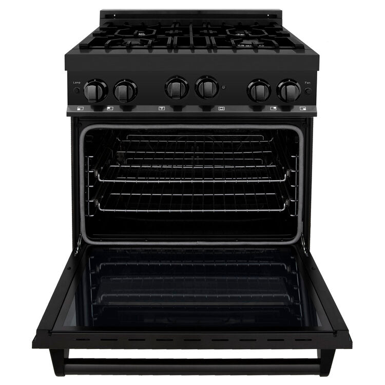 ZLINE 30" Professional 4.0 cu. ft. 4 Gas on Gas Range in Black Stainless Steel