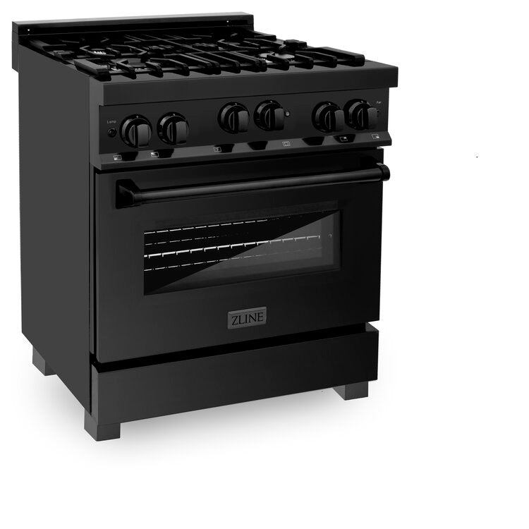 ZLINE 30" Professional 4.0 cu. ft. 4 Gas on Gas Range in Black Stainless Steel