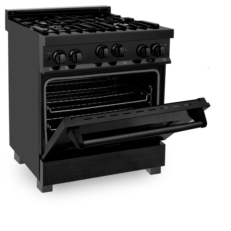 ZLINE 30" Professional 4.0 cu. ft. 4 Gas on Gas Range in Black Stainless Steel