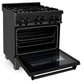 ZLINE 30" Professional 4.0 cu. ft. 4 Gas on Gas Range in Black Stainless Steel