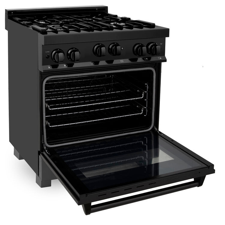 ZLINE 30" Professional 4.0 cu. ft. 4 Gas on Gas Range in Black Stainless Steel