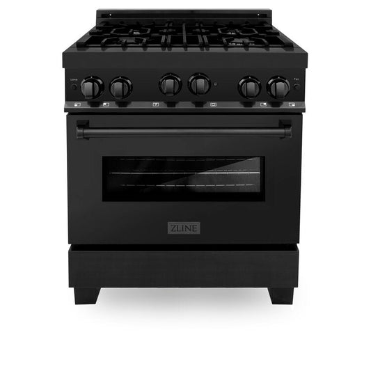 ZLINE 30" Professional 4.0 cu. ft. 4 Gas on Gas Range in Black Stainless Steel