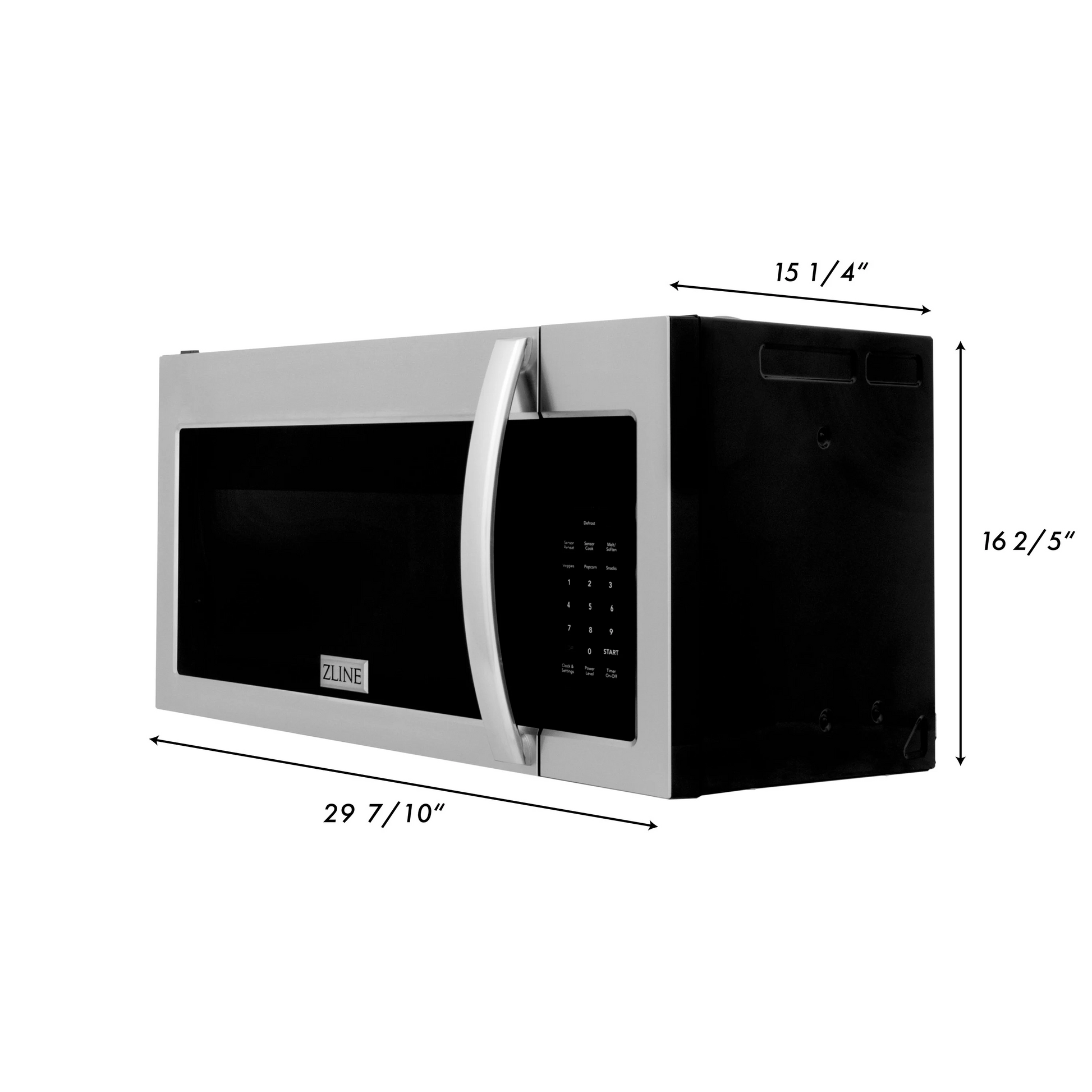 ZLINE 30" Stainless Steel 1.5 cu. ft. Over the Range Convection Microwave Oven With Modern Handle and Sensor Cooking