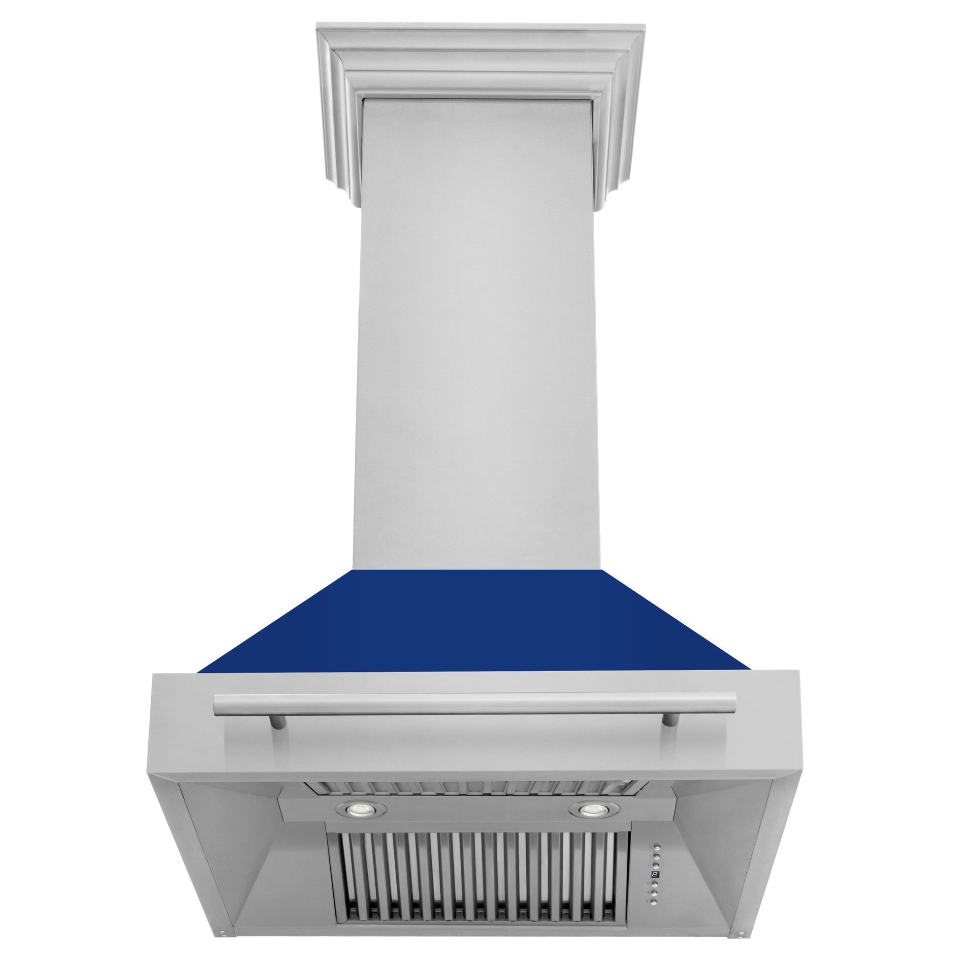 ZLINE 30" Stainless Steel Range Hood With Blue Gloss Shell and Stainless Steel Handle