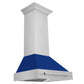 ZLINE 30" Stainless Steel Range Hood With Blue Gloss Shell and Stainless Steel Handle