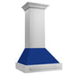 ZLINE 30" Stainless Steel Range Hood With Blue Gloss Shell and Stainless Steel Handle