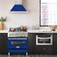 ZLINE 30" Stainless Steel Range Hood With Blue Gloss Shell and Stainless Steel Handle