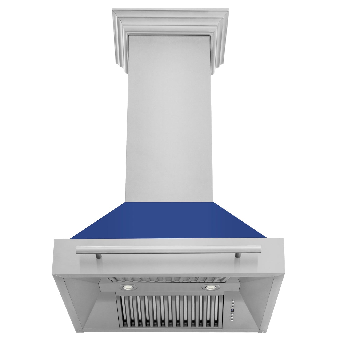 ZLINE 30" Stainless Steel Range Hood With Blue Matte Shell and Stainless Steel Handle