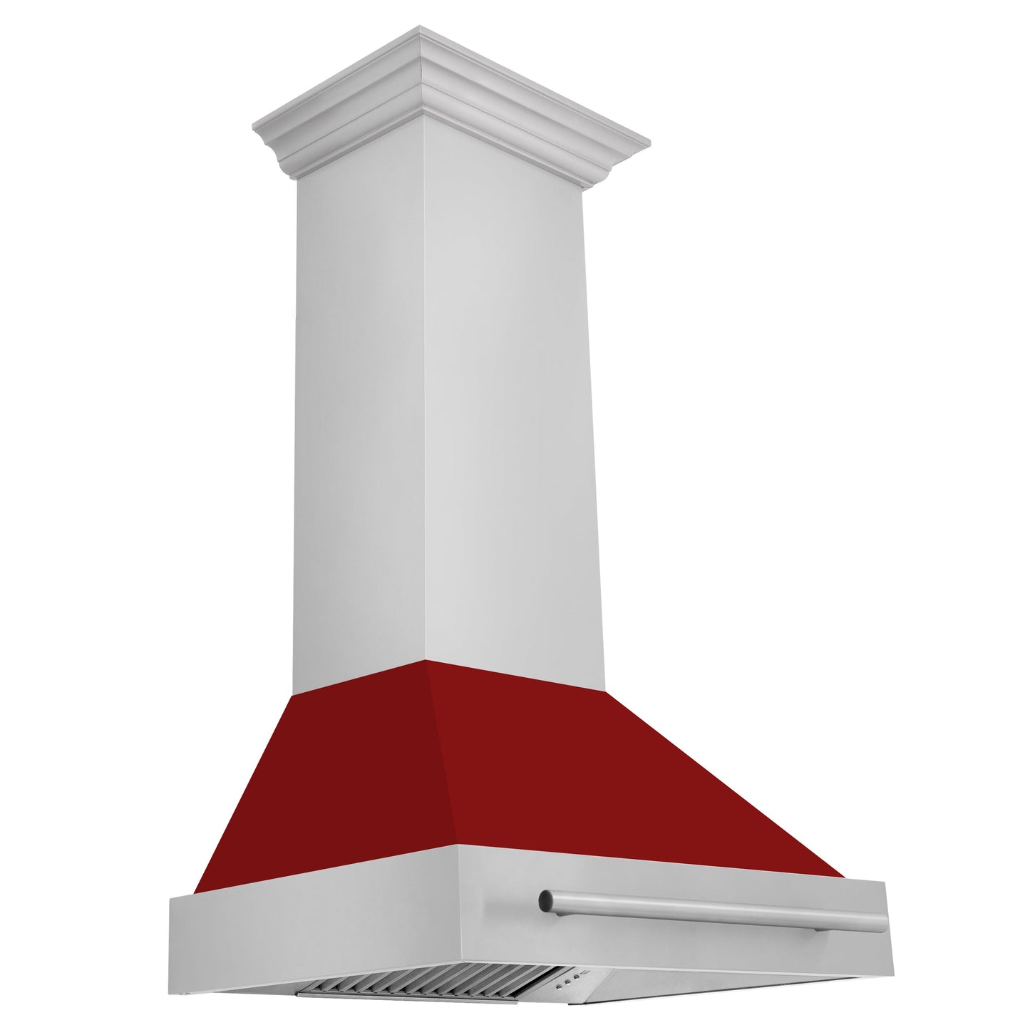 ZLINE 30" Stainless Steel Range Hood With Red Gloss Shell and Stainless Steel Handle