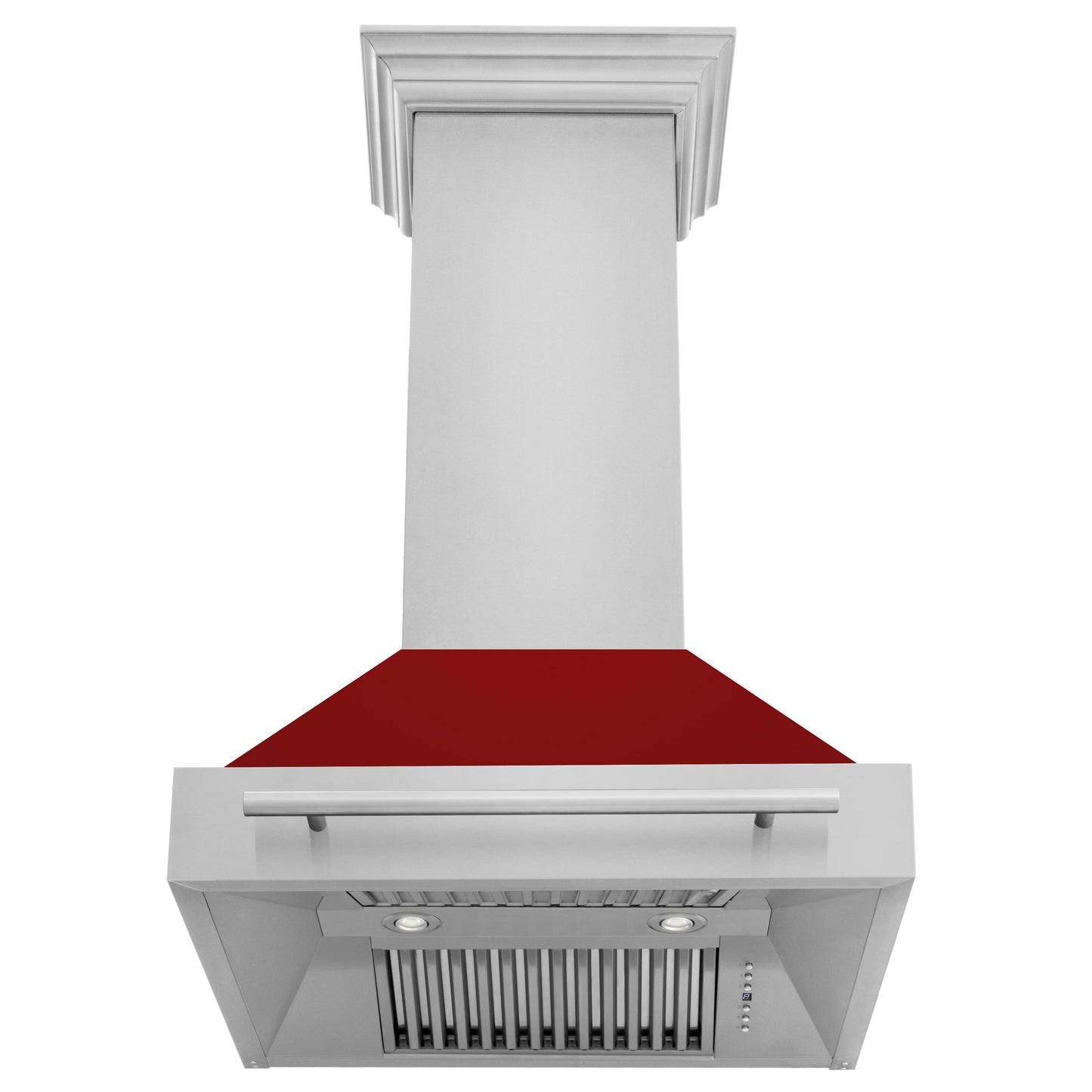 ZLINE 30" Stainless Steel Range Hood With Red Gloss Shell and Stainless Steel Handle