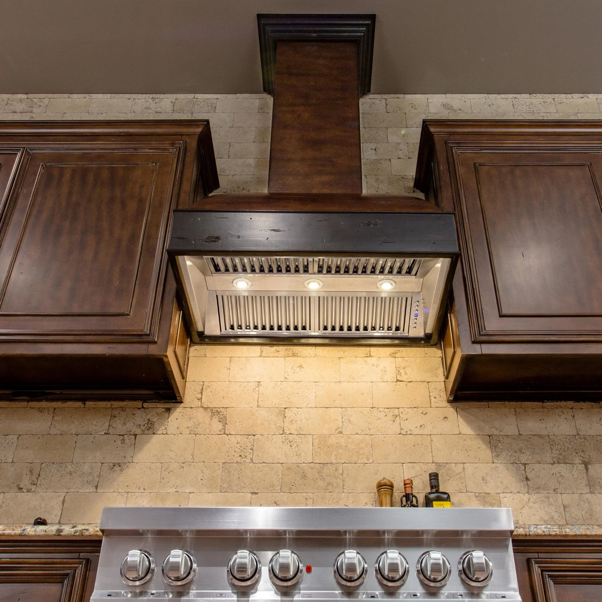 ZLINE 36" Antigua and Walnut Wooden Wall Mount Range Hood With Motor