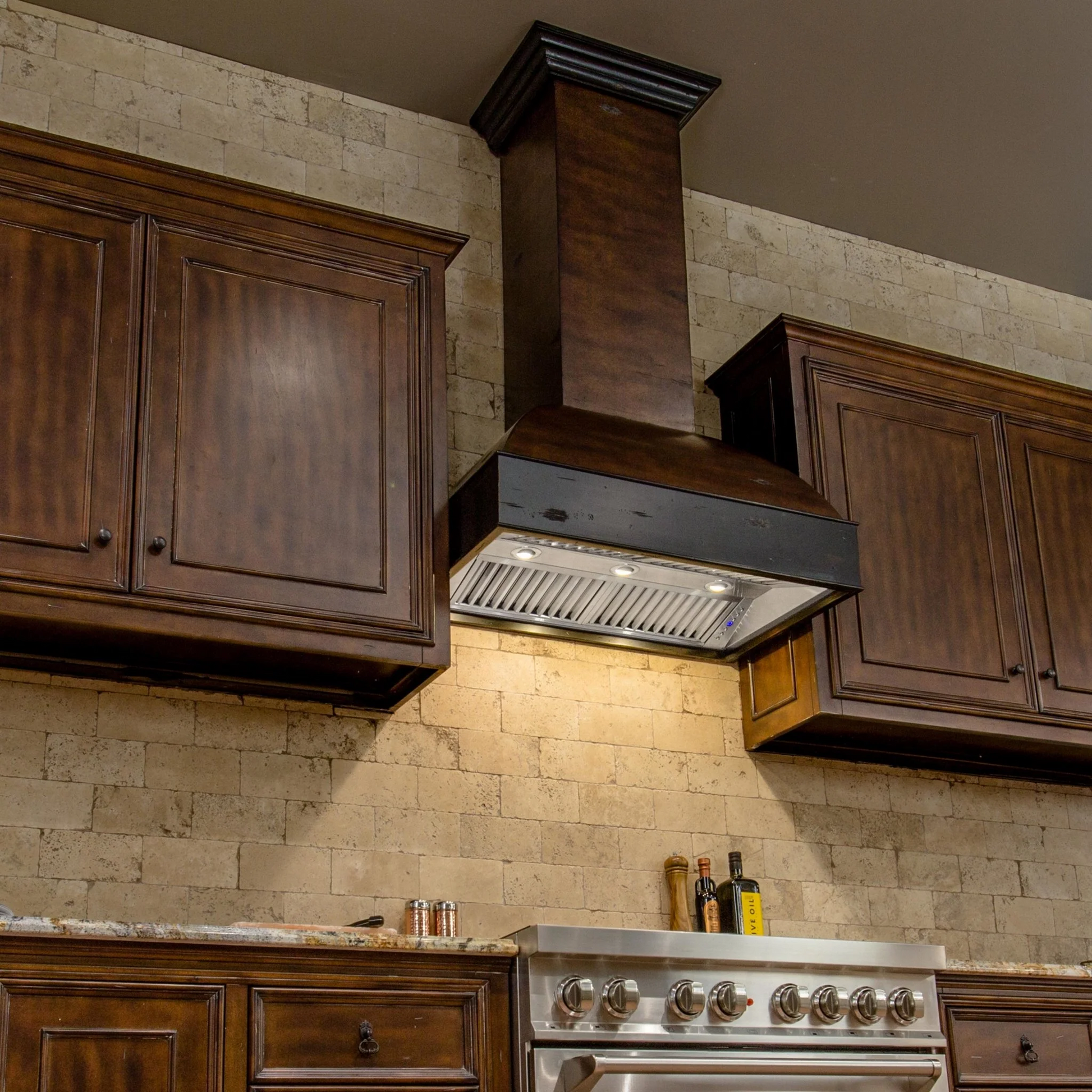 ZLINE 36" Antigua and Walnut Wooden Wall Mount Range Hood With Motor