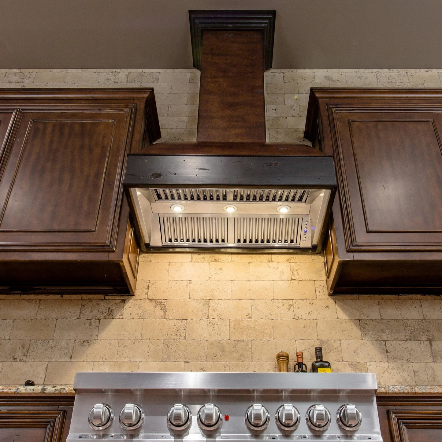 ZLINE 36" Antigua and Walnut Wooden Wall Mount Range Hood With Remote Motor