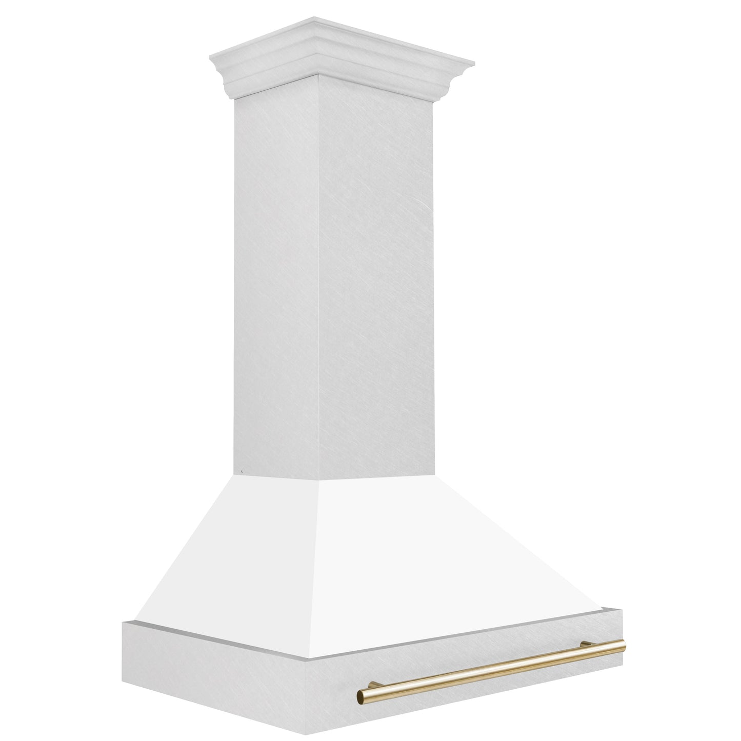 ZLINE 36" Autograph Edition DuraSnow Stainless Steel Range Hood With White Matte Shell and Gold Handle