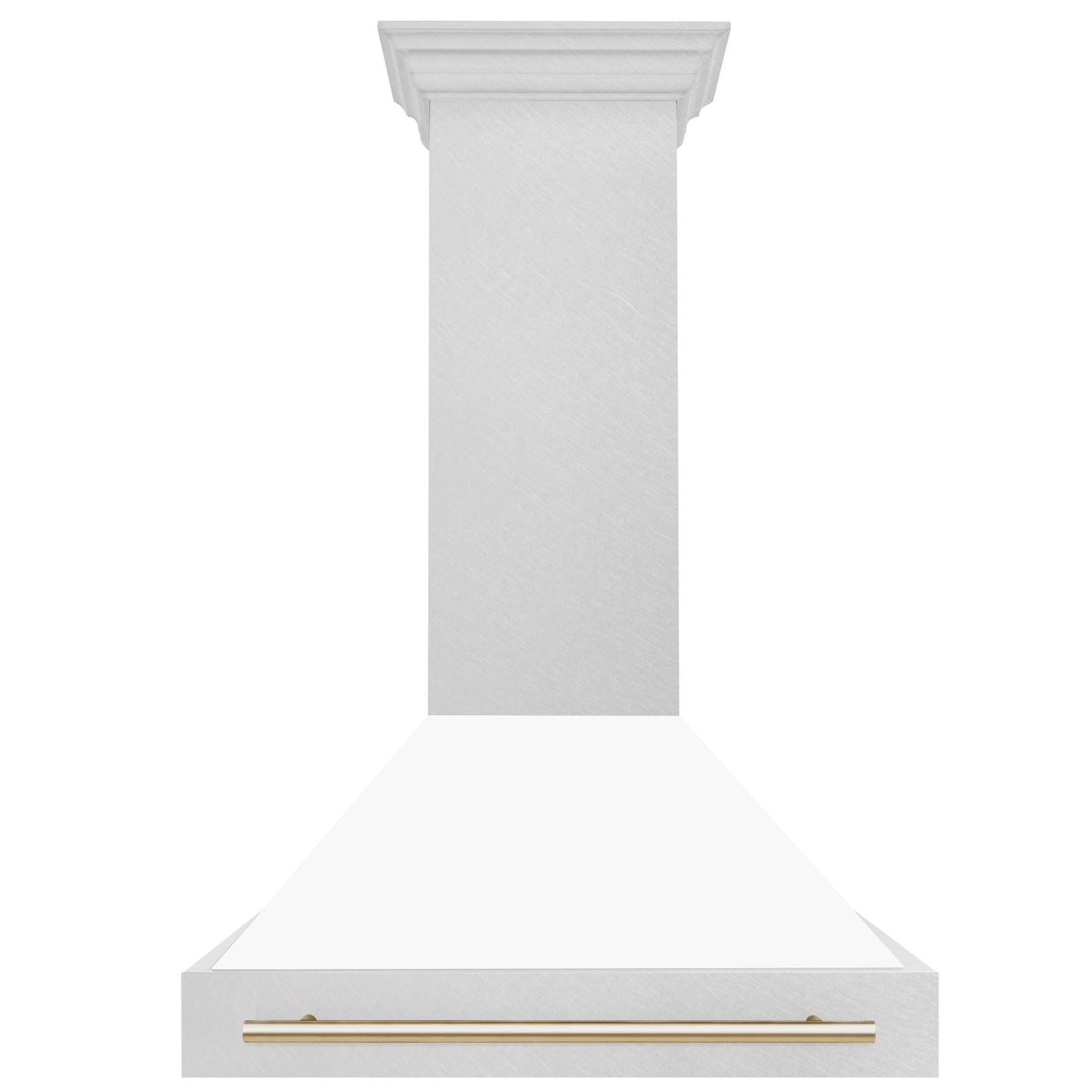 ZLINE 36" Autograph Edition DuraSnow Stainless Steel Range Hood With White Matte Shell and Gold Handle