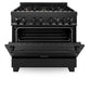 ZLINE 36" Black Stainless Dual Fuel Range With 6 Brass Burners and 4.6 cu.ft. Electric Oven