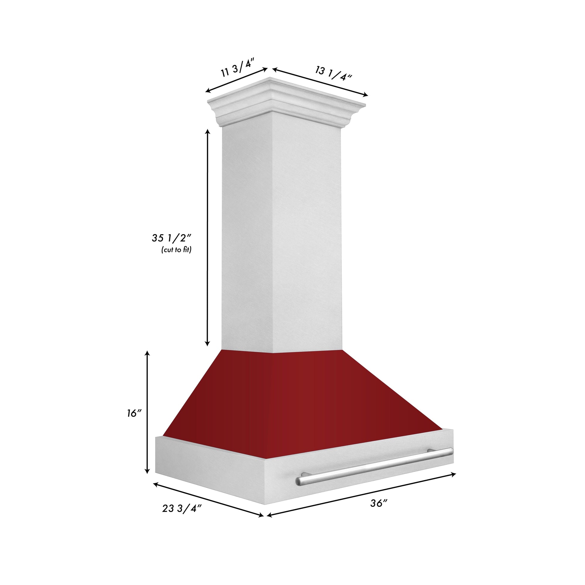 ZLINE 36" DuraSnow Stainless Steel Range Hood With Red Gloss Shell