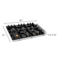 ZLINE 36" Gas Dropin Cooktop With 6 Brass Burners and Black Porcelain Top