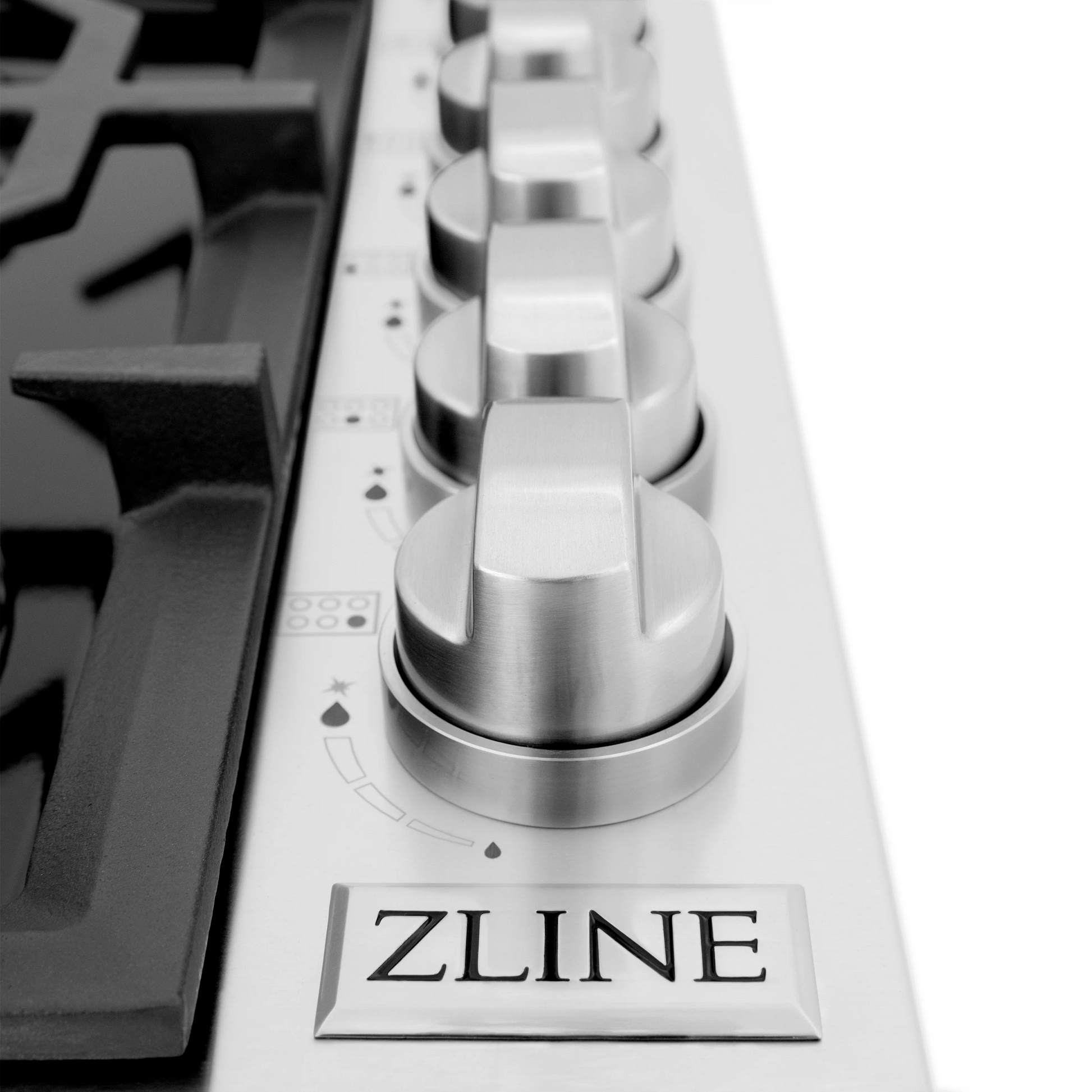 ZLINE 36" Gas Dropin Cooktop With 6 Brass Burners and Black Porcelain Top