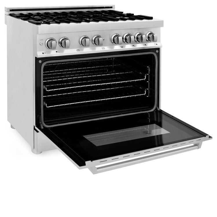 ZLINE 36" Professional 6 Burner Dual Fuel Range With Red Gloss Door and 4.0 cu. ft. Electric Oven