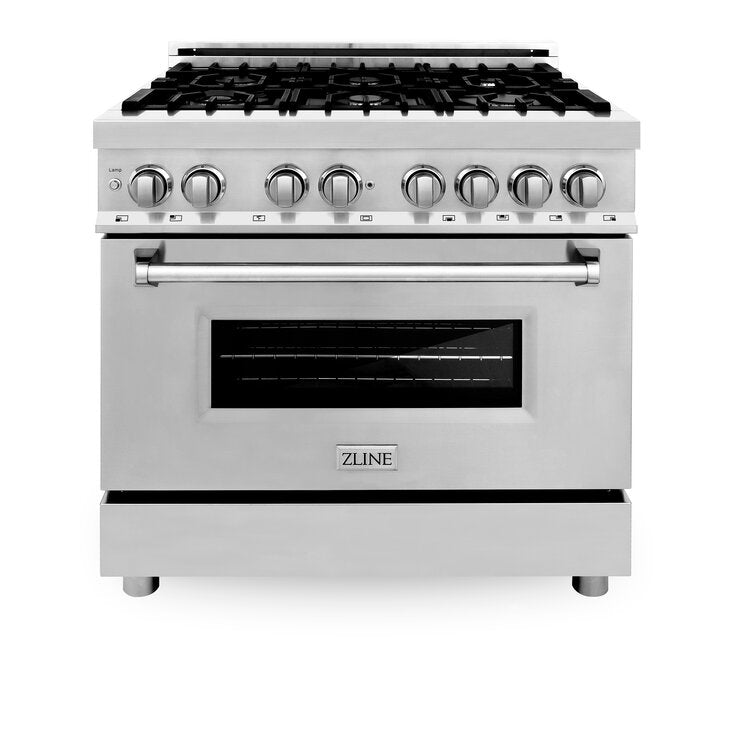 ZLINE 36" Professional 6 Burner Dual Fuel Range With Red Gloss Door and 4.0 cu. ft. Electric Oven