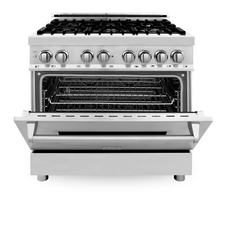 ZLINE 36" Professional 6 Burner Dual Fuel Range With Red Gloss Door and 4.0 cu. ft. Electric Oven