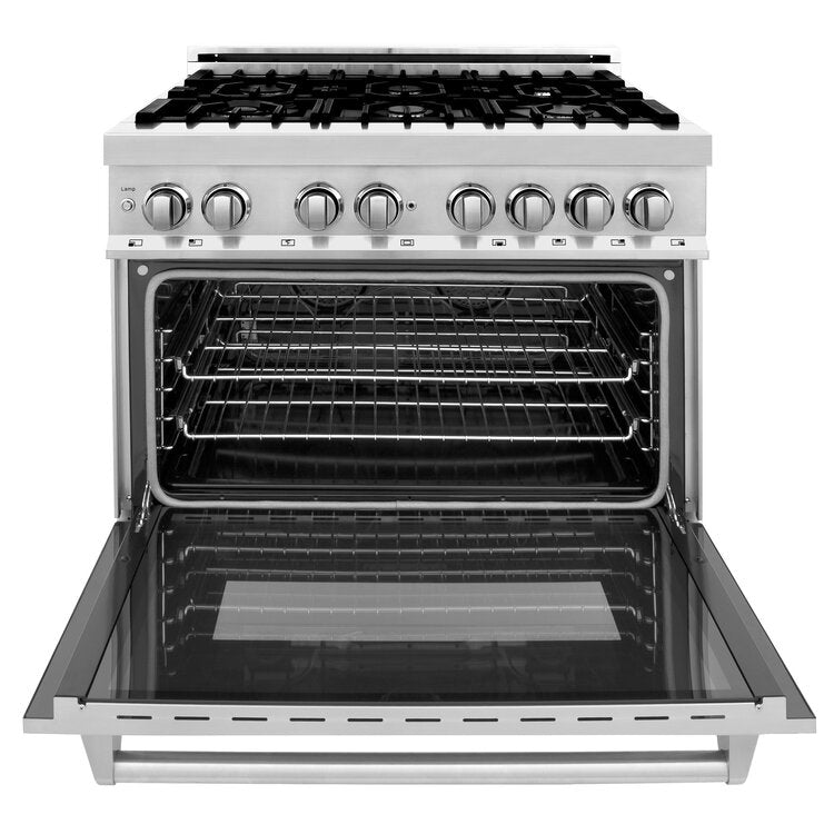 ZLINE 36" Professional 6 Burner Dual Fuel Range With Red Gloss Door and 4.0 cu. ft. Electric Oven