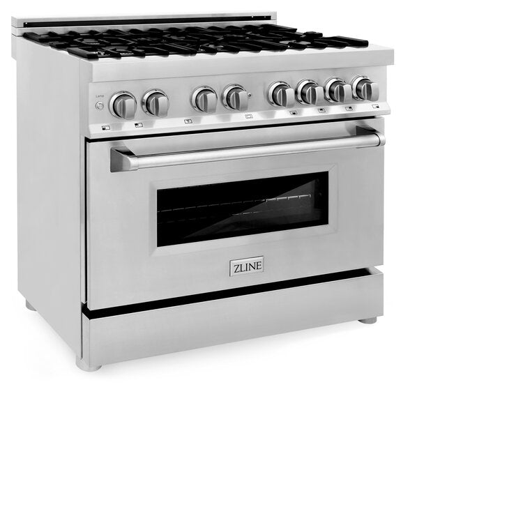 ZLINE 36" Professional 6 Burner Dual Fuel Range With Red Gloss Door and 4.0 cu. ft. Electric Oven