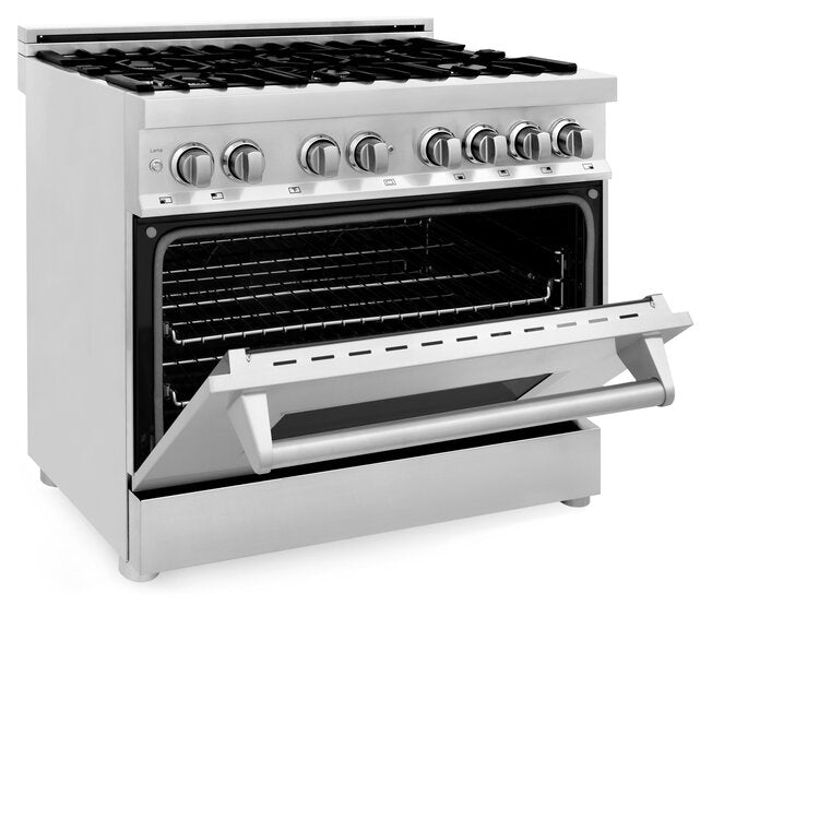 ZLINE 36" Professional 6 Burner Dual Fuel Range With Red Gloss Door and 4.0 cu. ft. Electric Oven