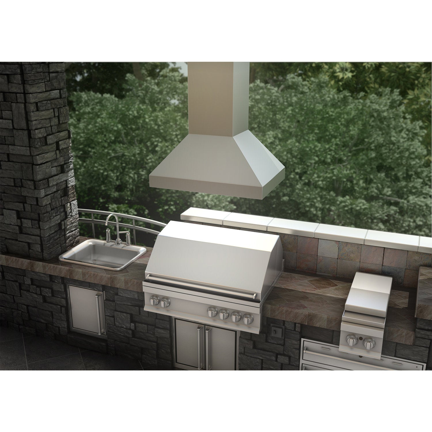 ZLINE 36" Stainless Steel Ducted Outdoor Island Mount Range Hood