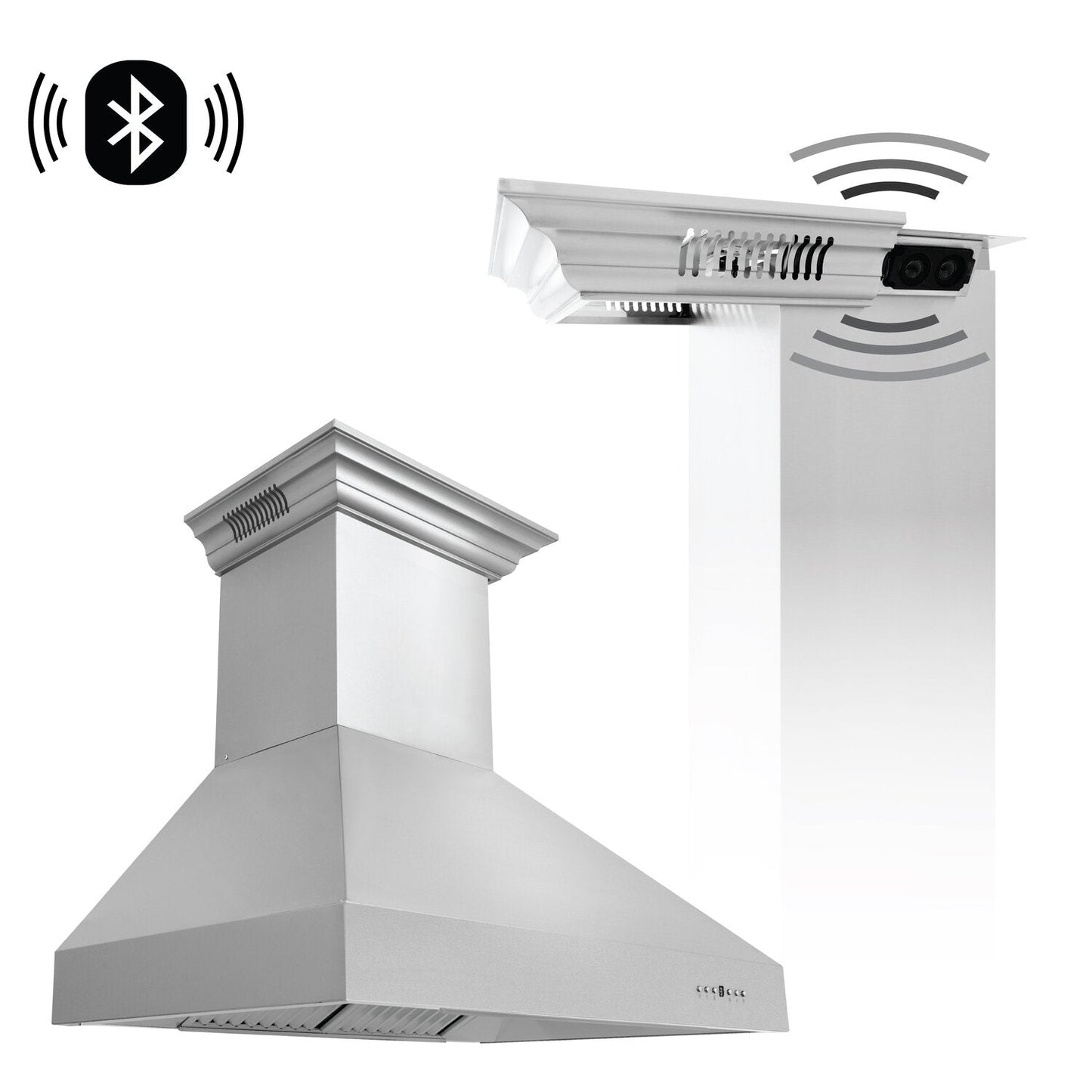 ZLINE 36" Stainless Steel Ducted Vent Wall Mount Range Hood With CrownSound Bluetooth Speakers