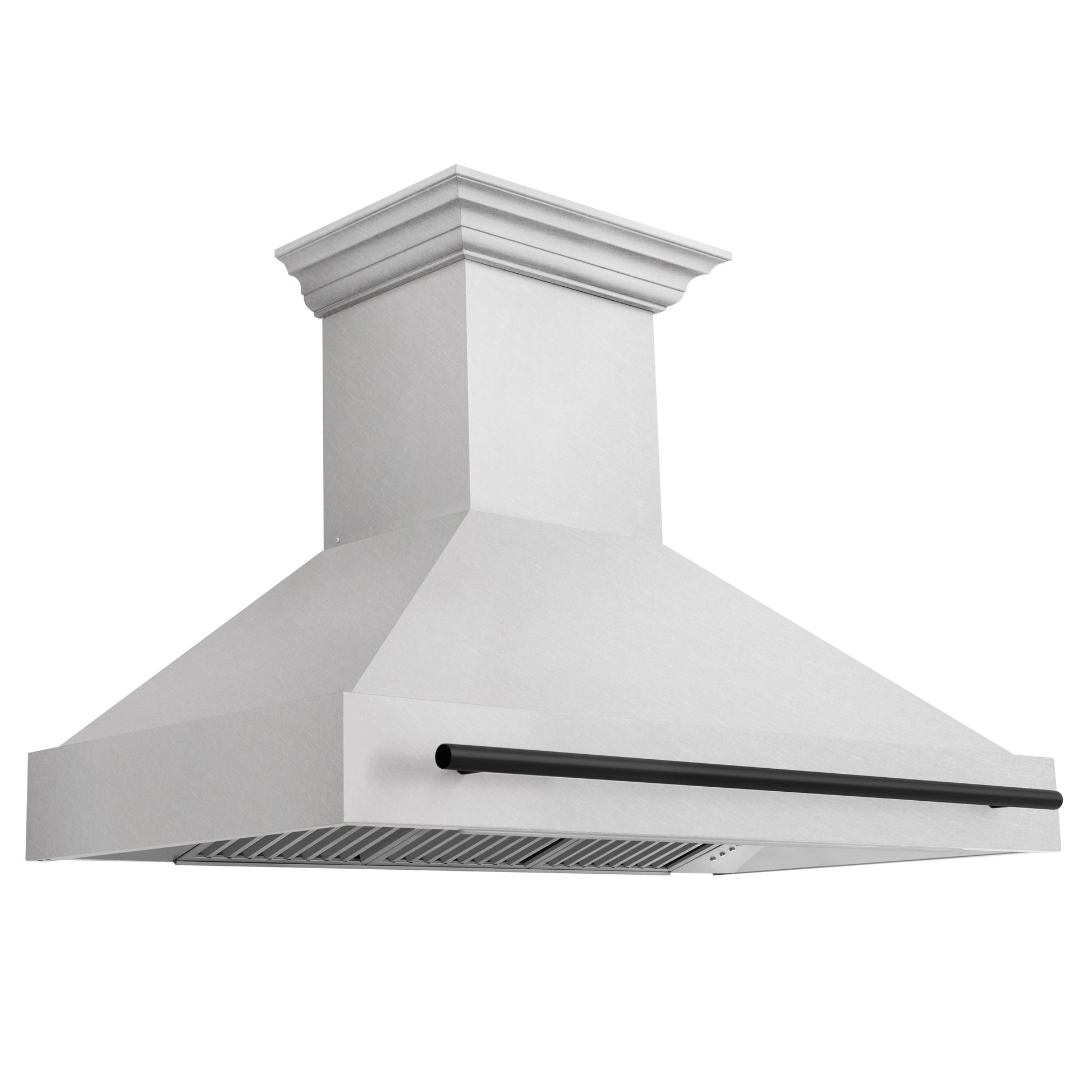 ZLINE 48" Autograph Edition DuraSnow Stainless Steel Range Hood With DuraSnow Stainless Steel Shell and Matte Black Handle