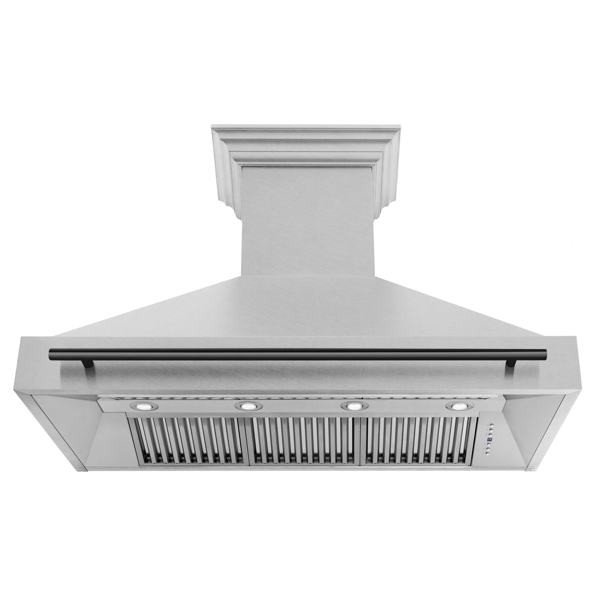 ZLINE 48" Autograph Edition DuraSnow Stainless Steel Range Hood With DuraSnow Stainless Steel Shell and Matte Black Handle