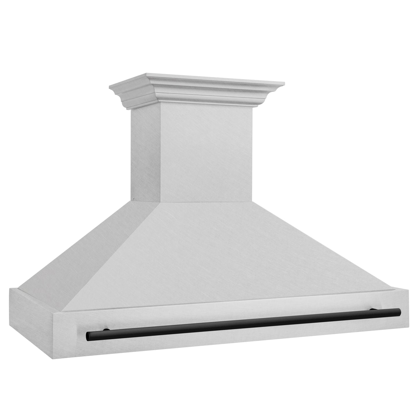 ZLINE 48" Autograph Edition DuraSnow Stainless Steel Range Hood With DuraSnow Stainless Steel Shell and Matte Black Handle