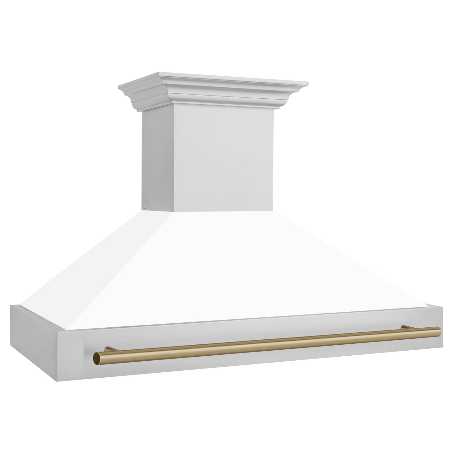 ZLINE 48" Autograph Edition Stainless Steel Range Hood With White Matte Shell and Champagne Bronze Handle